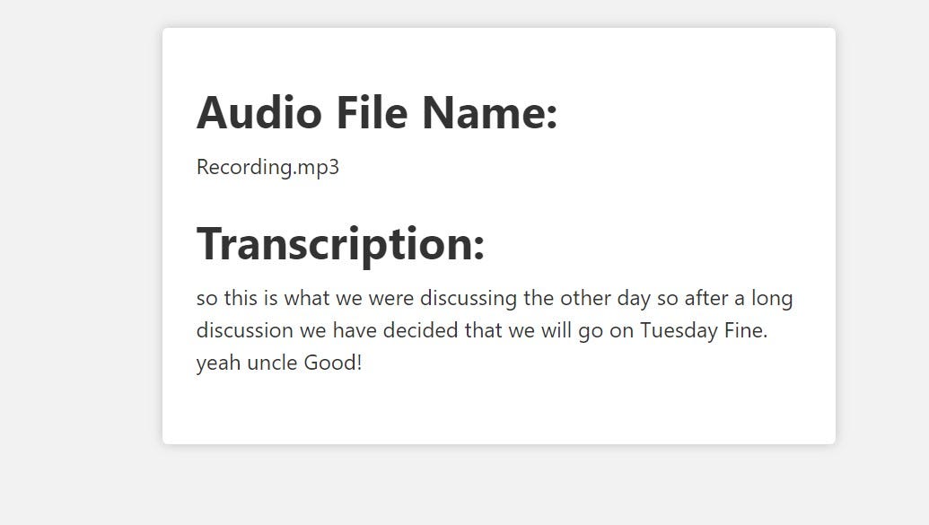 Transcription for an English Audio file